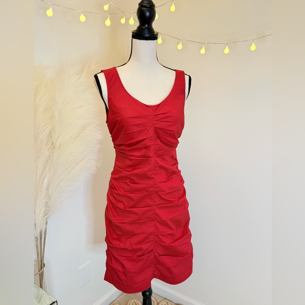 🌾 The Limited Red Ruched Mini Dress‎